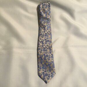 Pronto Uomo Platinum Tie Gray Blue Floral Silk Handmade Necktie 60x3 Inch NWT